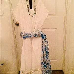 Old Navy Summer spaghetti strap white dress crochet trim